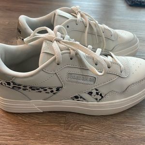 Reebok Women's Club Memt Sneaker Shoe - Ivory & Gray Animal Print- Bold - Sz 7